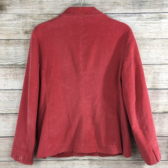 LL Bean Corduroy Blazer Jacket Rose Pink Lined Women's Petite 8 - Picture 7 of 8